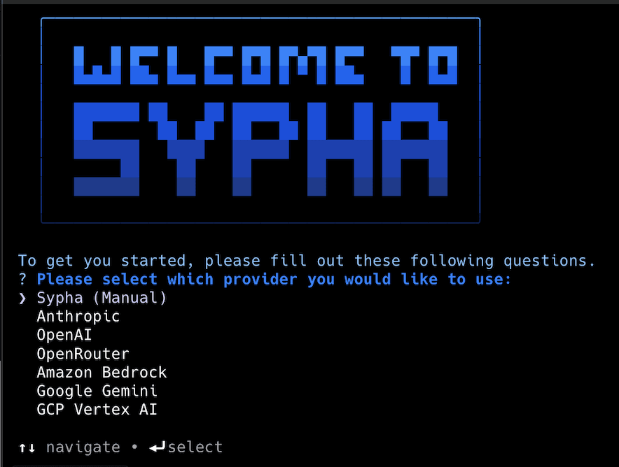Sypha CLI Welcome